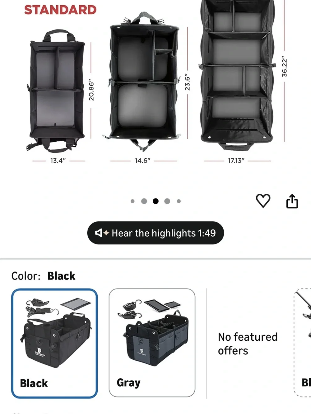 TC-Pro XL Black Trunk Organizer Bag - Picture 13 of 13